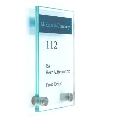 Türschild VITRUM B , Glasschild, Büroschild, 160 100 mm